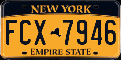 NY license plate FCX7946