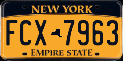 NY license plate FCX7963