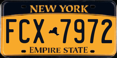 NY license plate FCX7972