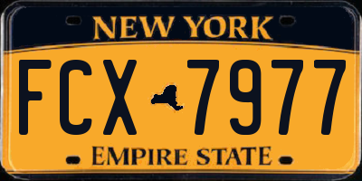 NY license plate FCX7977