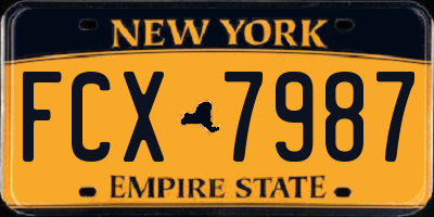 NY license plate FCX7987