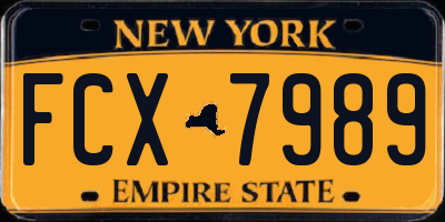 NY license plate FCX7989