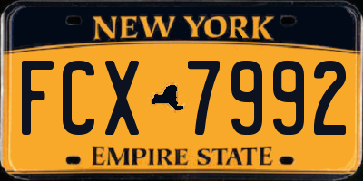 NY license plate FCX7992