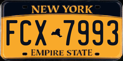 NY license plate FCX7993