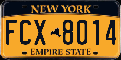 NY license plate FCX8014