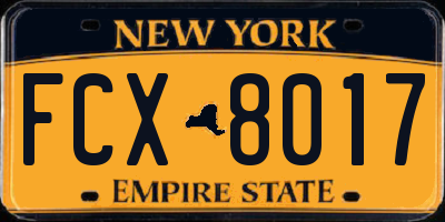 NY license plate FCX8017
