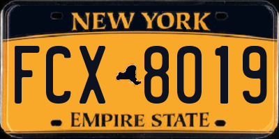 NY license plate FCX8019
