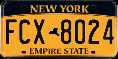 NY license plate FCX8024