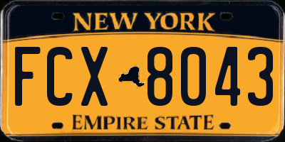 NY license plate FCX8043