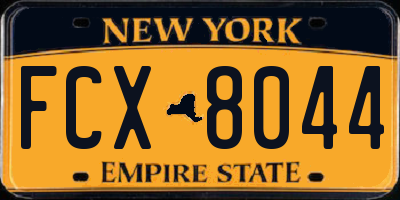 NY license plate FCX8044