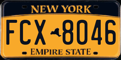 NY license plate FCX8046