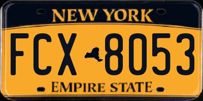 NY license plate FCX8053