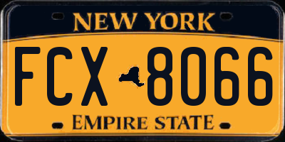 NY license plate FCX8066