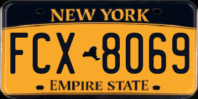 NY license plate FCX8069