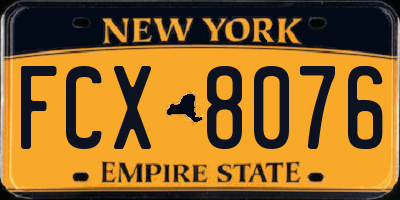 NY license plate FCX8076