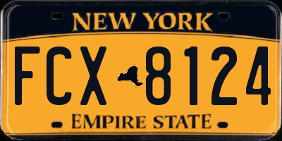 NY license plate FCX8124