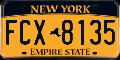 NY license plate FCX8135