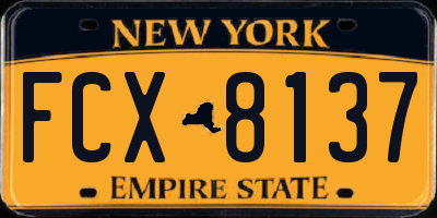 NY license plate FCX8137