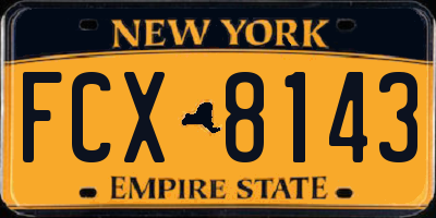 NY license plate FCX8143