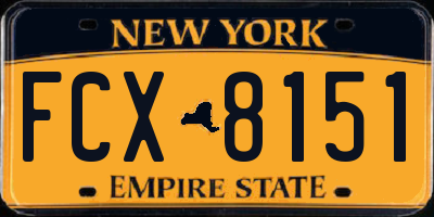 NY license plate FCX8151