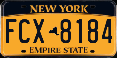 NY license plate FCX8184