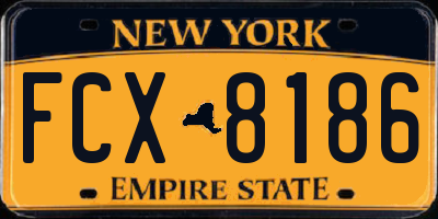 NY license plate FCX8186
