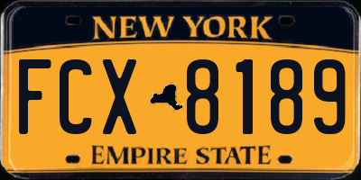 NY license plate FCX8189