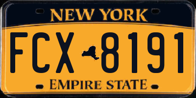 NY license plate FCX8191