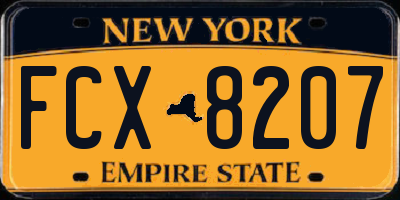 NY license plate FCX8207