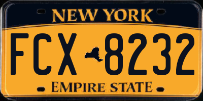 NY license plate FCX8232