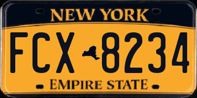 NY license plate FCX8234