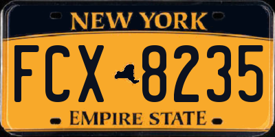 NY license plate FCX8235