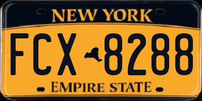 NY license plate FCX8288