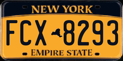 NY license plate FCX8293