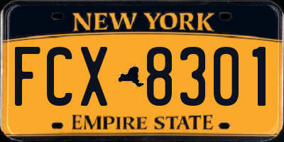 NY license plate FCX8301
