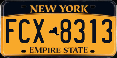 NY license plate FCX8313