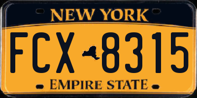 NY license plate FCX8315