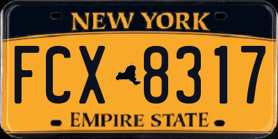 NY license plate FCX8317