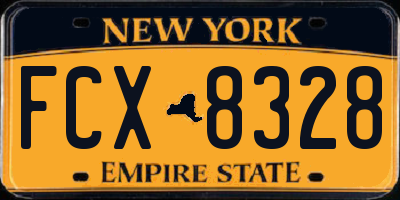 NY license plate FCX8328