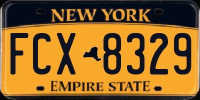 NY license plate FCX8329