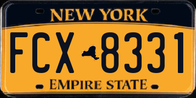 NY license plate FCX8331