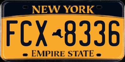 NY license plate FCX8336