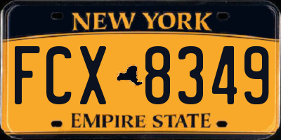 NY license plate FCX8349