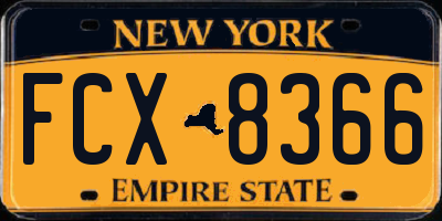 NY license plate FCX8366