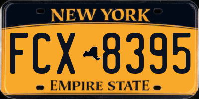 NY license plate FCX8395