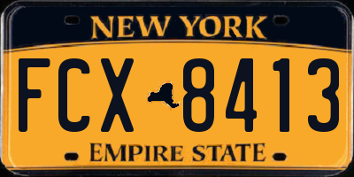 NY license plate FCX8413