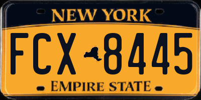 NY license plate FCX8445