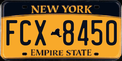 NY license plate FCX8450