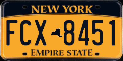 NY license plate FCX8451