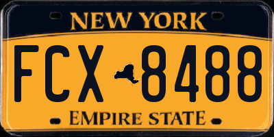NY license plate FCX8488